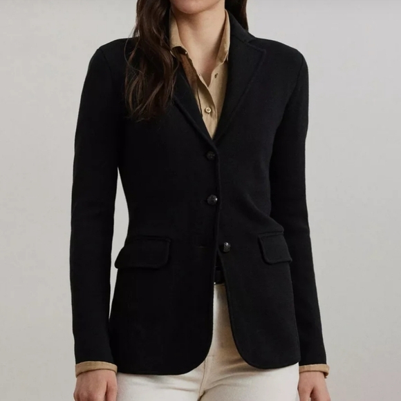 Lauren Ralph Lauren Jackets & Blazers - Ralph Lauren Sweater Blazer Womens Black Knit